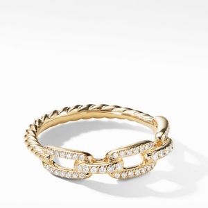 Stax Single Row Pave Chain Link Ring with Diamonds
